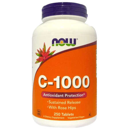 NOW Foods Vitamin C-1000 with Rose Hips - Sustained Release - 250 tablets