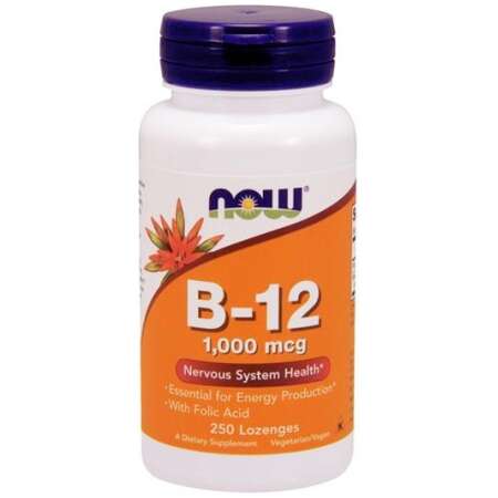 NOW Foods Vitamin B-12 with Folic Acid, 1000mcg - 250 lozenges