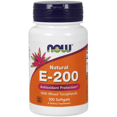 NOW Foods Vitamin E-200 - Natural (Mixed Tocopherols) - 100 softgels