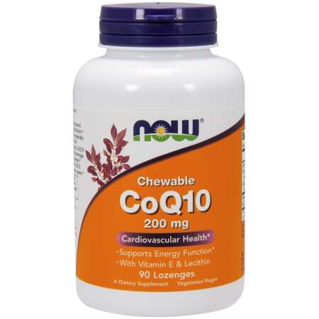 NOW Foods CoQ10 with Lecithin & Vitamin E, 200mg (Chewable) - 90 lozenges