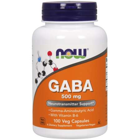 NOW Foods GABA with Vitamin B6, 500mg - 100 vcaps