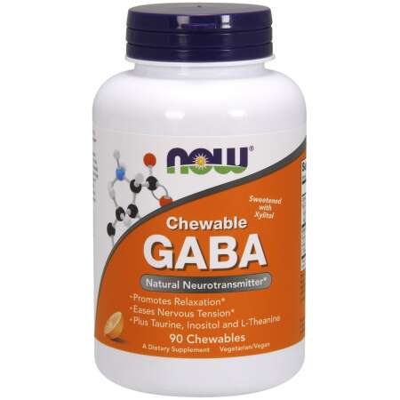 NOW Foods GABA Chewable with Taurine, Inositol and L-Theanine - 90 chewables