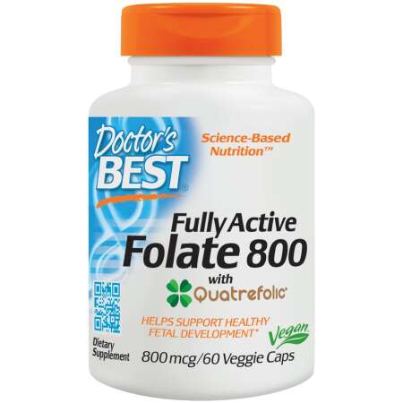 Doctor's Best Fully Active Folate 800 with Quatrefolic, 800mcg - 60 vcaps