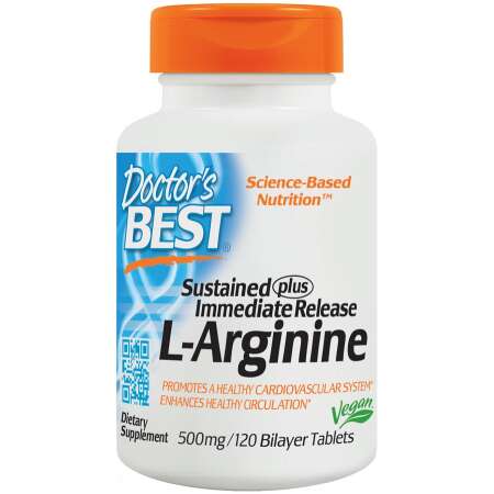 Doctor's Best L-Arginine - Sustained + Immediate Release, 500mg - 120 tablets