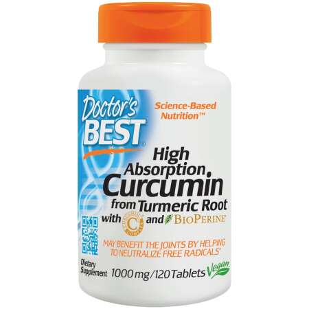 Doctor's Best High Absorption Curcumin From Turmeric Root with C3 Complex & BioPerine, 1000mg - 120 tablets