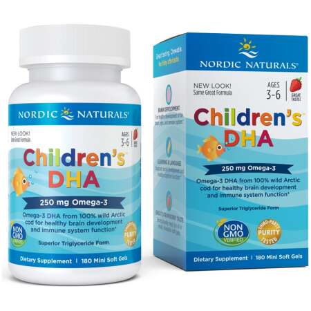 Nordic Naturals Children's DHA, 250mg Omega-3 Strawberry - 180 mini softgels