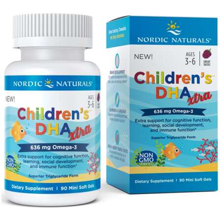 Nordic Naturals Children's DHA Xtra Fish Oil, 636mg Berry Punch - 90 mini softgels