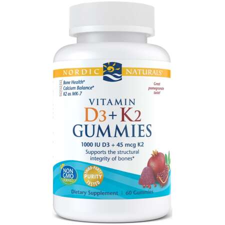 Nordic Naturals Vitamin D3+K2 Gummies, Pomegranate - 60 gummies