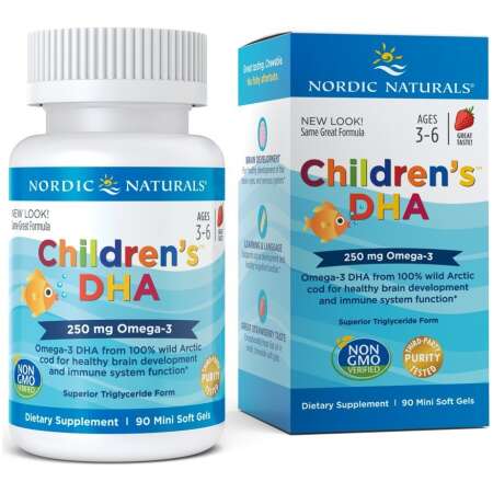 Nordic Naturals Children's DHA, 250mg Omega-3 Strawberry - 90 mini softgels