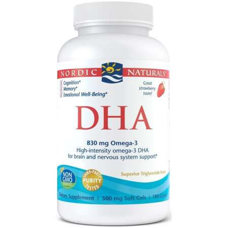 Nordic Naturals DHA, 830mg Strawberry - 180 softgels