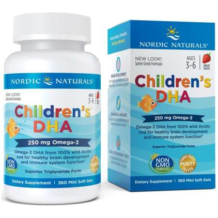 Nordic Naturals Children's DHA, 250mg Omega-3 Strawberry - 360 mini softgels