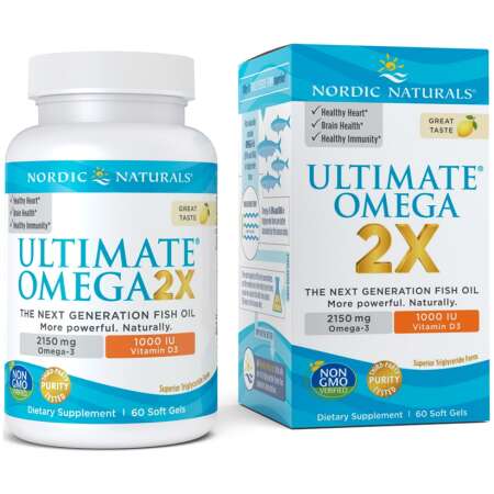 Nordic Naturals Ultimate Omega 2X with Vitamin D3, 2150mg Lemon - 60 softgels