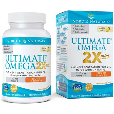 Nordic Naturals Ultimate Omega 2X Mini with Vitamin D3, 1120mg Lemon - 60 mini softgels