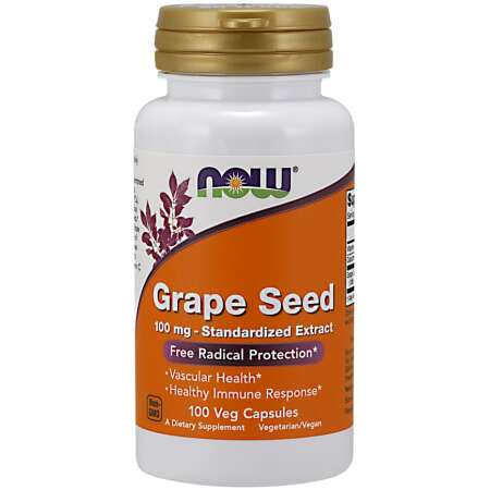 NOW Foods Grape Seed Standardized Extract, 100mg - 100 vcaps