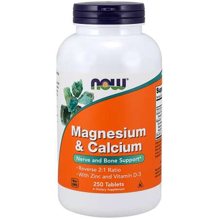 NOW Foods Magnesium & Calcium with Zinc and Vitamin D3 - 250 tablets