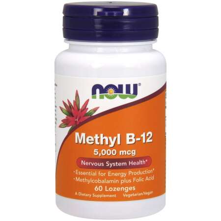 NOW Foods Methyl B-12 with Folic Acid, 5000mcg - 60 lozenges