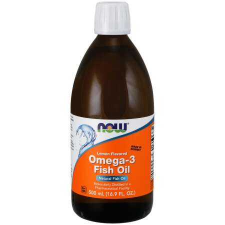 NOW Foods Omega-3 Fish Oil Liquid, Lemon - 500 ml.