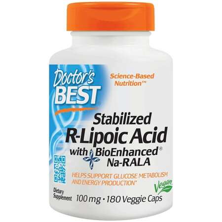Doctor's Best Stabilized R-Lipoic Acid with Na-RALA, 100mg - 180 vcaps