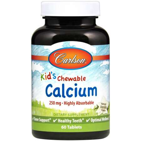 Carlson Labs Kid's Chewable Calcium, 250mg Natural Vanilla - 60 tablets