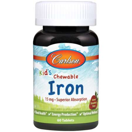 Carlson Labs Kid's Chewable Iron, 15mg Strawberry - 60 tablets