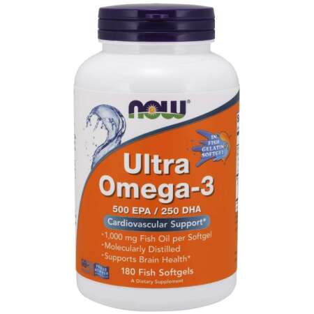 NOW Foods Ultra Omega-3 (In Fish Gelatin Softgels) - 180 fish softgels