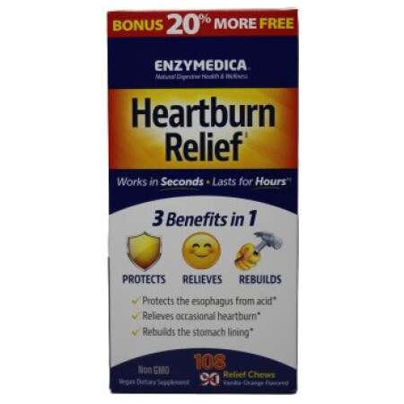 Enzymedica Heartburn Relief, Vanilla-Orange - 108 chewables