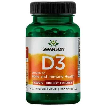 Swanson Vitamin D-3, 5000 IU - 250 softgels