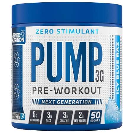 Applied Nutrition Pump 3G Pre-Workout (Zero Stimulant), Icy Blue Raz (EAN 634158794353) - 375g