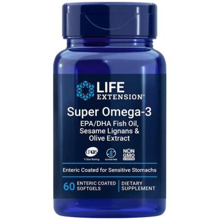 Life Extension Super Omega-3 EPA/DHA with Sesame Lignans & Olive Extract - 60 enteric coated softgels