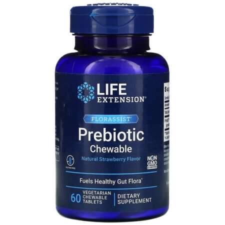 Life Extension Florassist Prebiotic Chewable, Natural Strawberry - 60 vegetarian chewable tabs