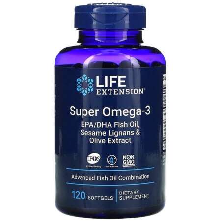 Life Extension Super Omega-3 EPA/DHA Fish Oil, Sesame Lignans & Olive Extract - 120 softgels