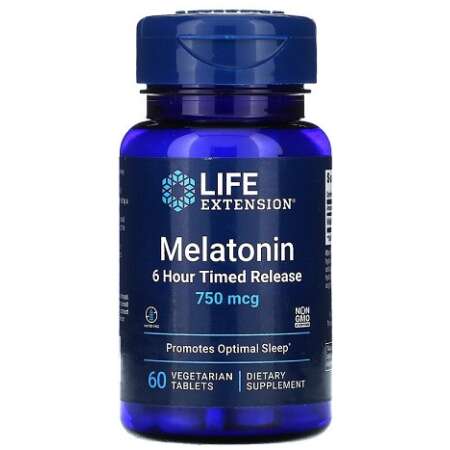 Life Extension Melatonin 6 Hour Timed Release, 750mcg - 60 vegetarian tabs