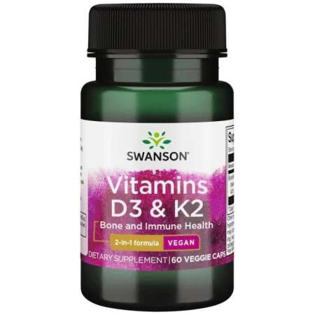 Swanson Vitamins D3 & K2, 125mcg & 100mcg - 60 vcaps