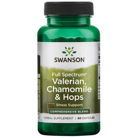 Swanson Full Spectrum Valerian, Chamomile & Hops - 60 caps