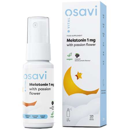 Osavi Melatonin with Passion Flower Oral Spray, 1mg (Blackcurrant) - 25 ml.