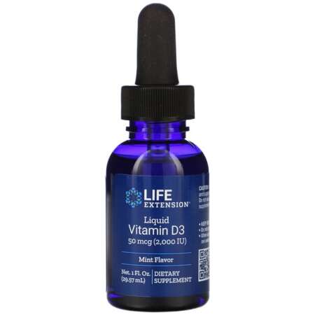 Life Extension Liquid Vitamin D3, 50mcg (Mint) - 29 ml.