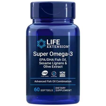 Life Extension Super Omega-3 EPA/DHA with Sesame Lignans & Olive Extract - 60 softgels
