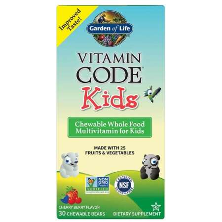 Garden of Life Vitamin Code Kids (Chewable Whole Food Multivitamin For Kids), Cherry Berry - 30 chewable bears