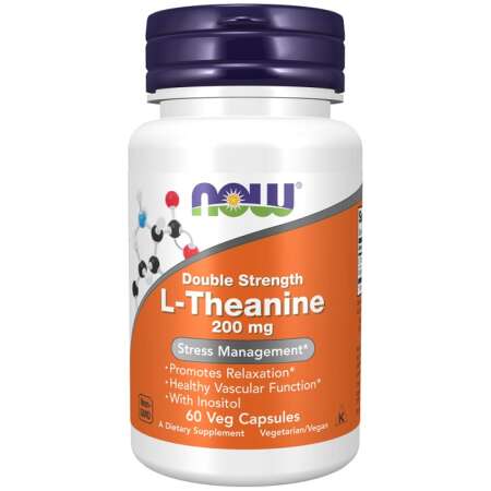 NOW Foods Double Strength L-Theanine, 200mg - 60 vcaps
