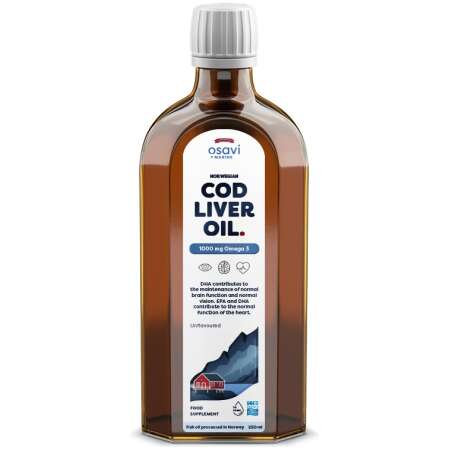 Osavi Norwegian Cod Liver Oil, 1000mg Omega 3 (Unflavoured) - 250 ml.