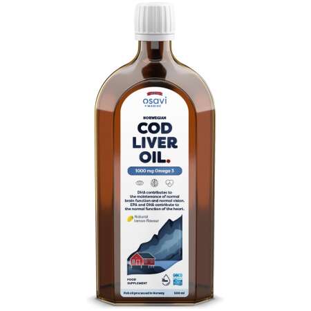 Osavi Norwegian Cod Liver Oil, 1000mg Omega 3 (Lemon) - 500 ml.