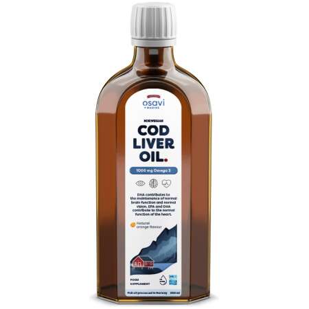 Osavi Norwegian Cod Liver Oil, 1000mg Omega 3 (Orange) - 250 ml.
