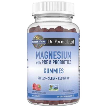 Garden of Life Dr. Formulated Magnesium with Pre & Probiotics Gummies, Raspberry - 60 gummies