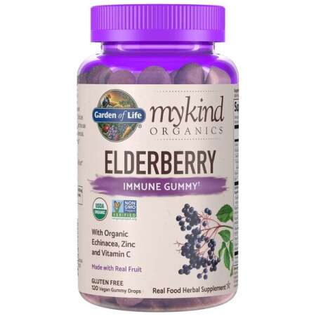 Garden of Life Mykind Elderberry, Real Fruit - 120 vegan gummy drops