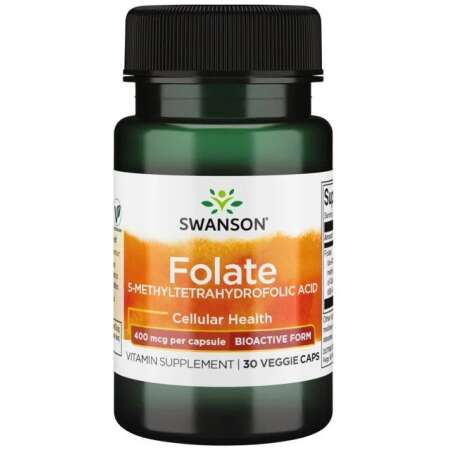 Swanson Folate (5-Methyltetrahydrofolic Acid), 400mcg - 30 vcaps