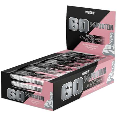 Weider 60% Protein Bar, Strawberry-Yoghurt - 24 x 45g