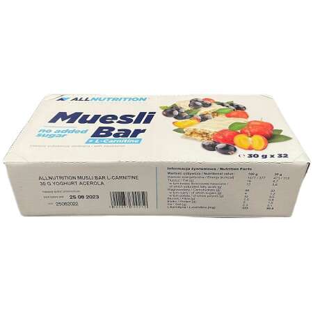 Allnutrition Muesli Bar + L-Carnitine, Yoghurt & Acerola - 32 bars
