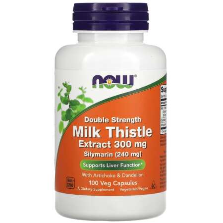 NOW Foods Milk Thistle Extract with Artichoke & Dandelion, 300mg Double Strength - 100 vcaps