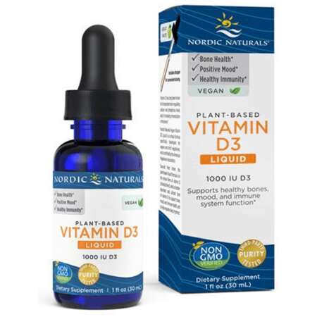 Nordic Naturals Plant-Based Vitamin D3 Liquid, 1000 IU Apple - 30 ml.