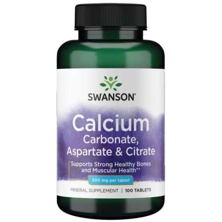 Swanson Calcium Carbonate, Aspartate & Citrate, 500mg - 100 tablets